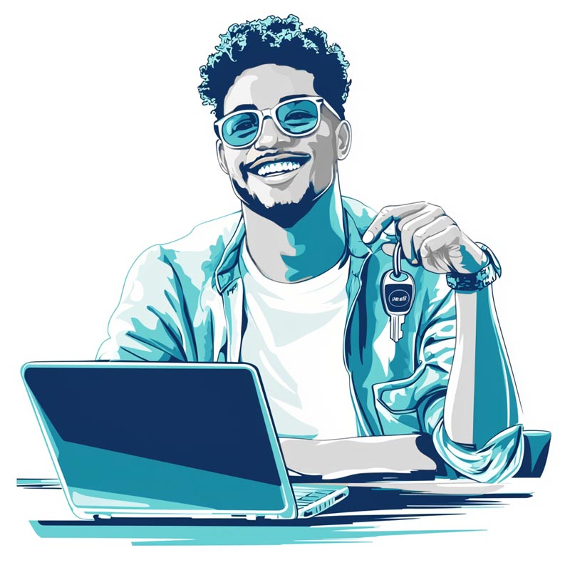 Illustration of person at laptop